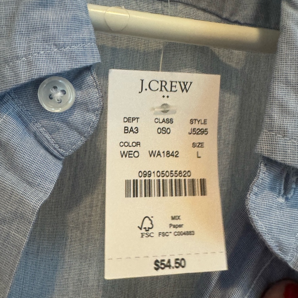 J Crew Long Sleeve Men’s Button Down Shirt